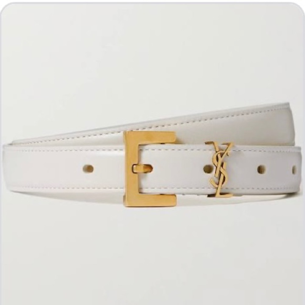 Y S L Monogram Initial Belt (white)